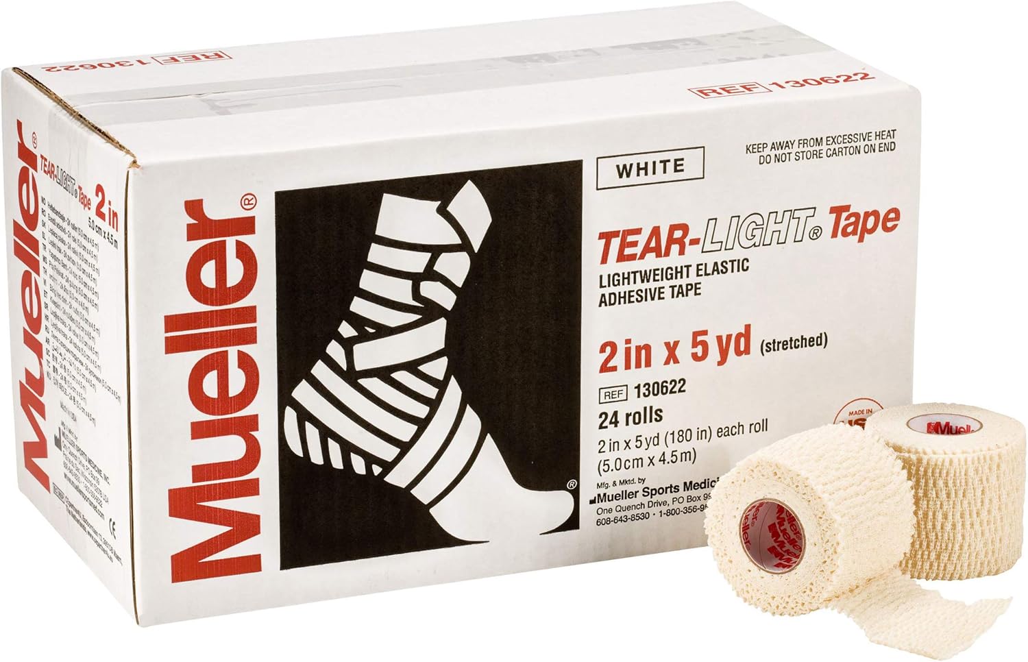 Mueller 3 Inches x 5 Yards Tear-Light Sports First Aid Tape