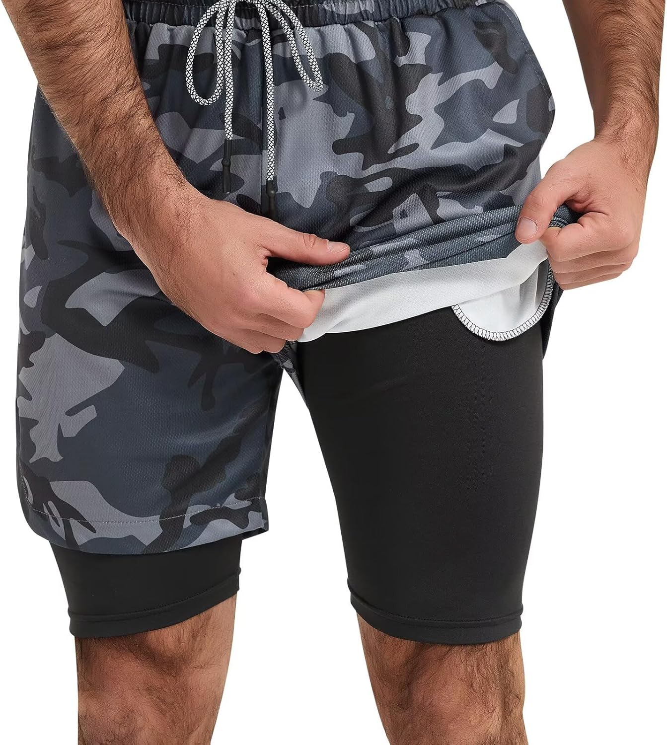2 in 1 Mens Shorts Casual 2 Pack, Running Gym Shorts for Men 7 Inch, Workout Shorts Men with Pockets &Towel Loop - Image 3