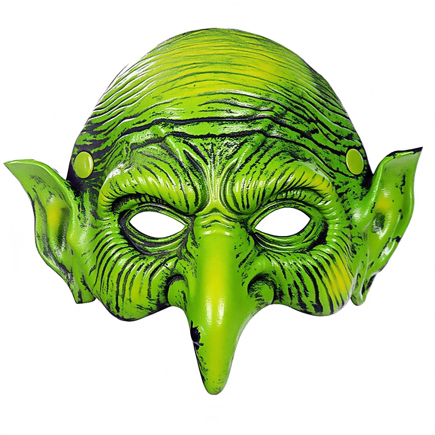 MFUOE Halloween Witch Mask Creepy Scray Green Witch Face Half Face Mask with Goblin Elf Ears Horror Fancy Dress Costume for Halloween Cosplay, Carnival Party And Masquerade Party.
