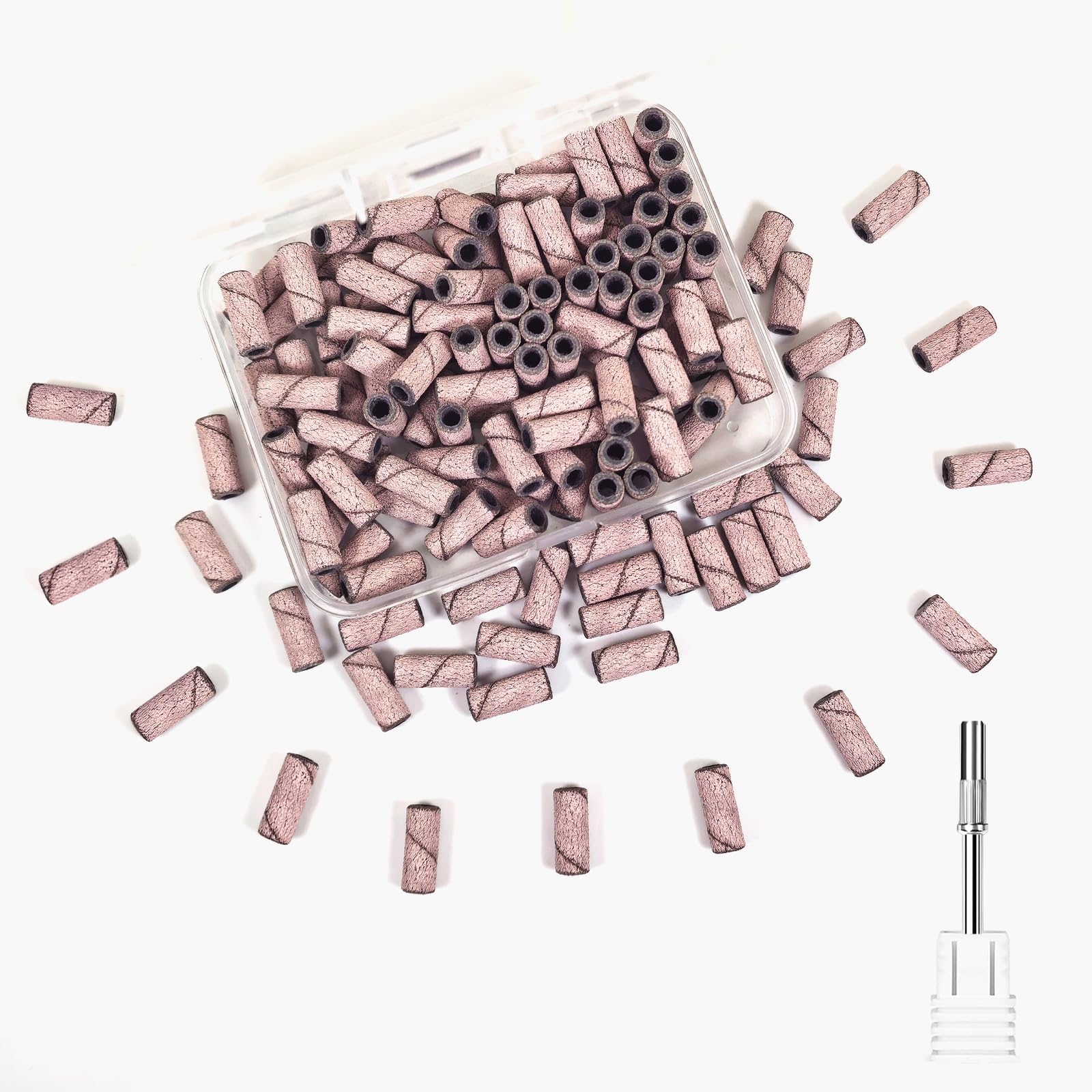 Small Sanding Bands Nail Drill Bits, Corfulra 240 Extreme Fine Grit Nail File Sanding Bands for Nail Drill with 3.1mm Mandrel Bit, 100Pcs Mini Sanding