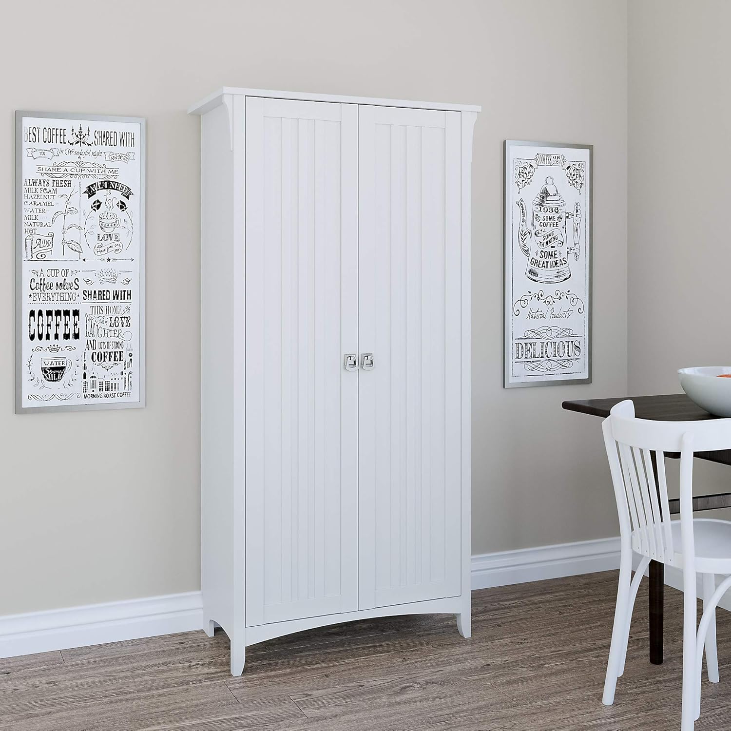 Bush Furniture Salinas Kitchen Pantry Cabinet with Doors in Vintage Black : Home & Kitchen