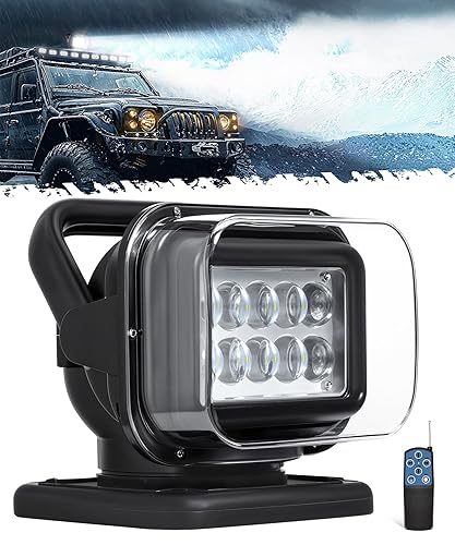 Partsam Remote Control LED Spotlight, Auto-Reset 360 Degree Rotating Searchlight