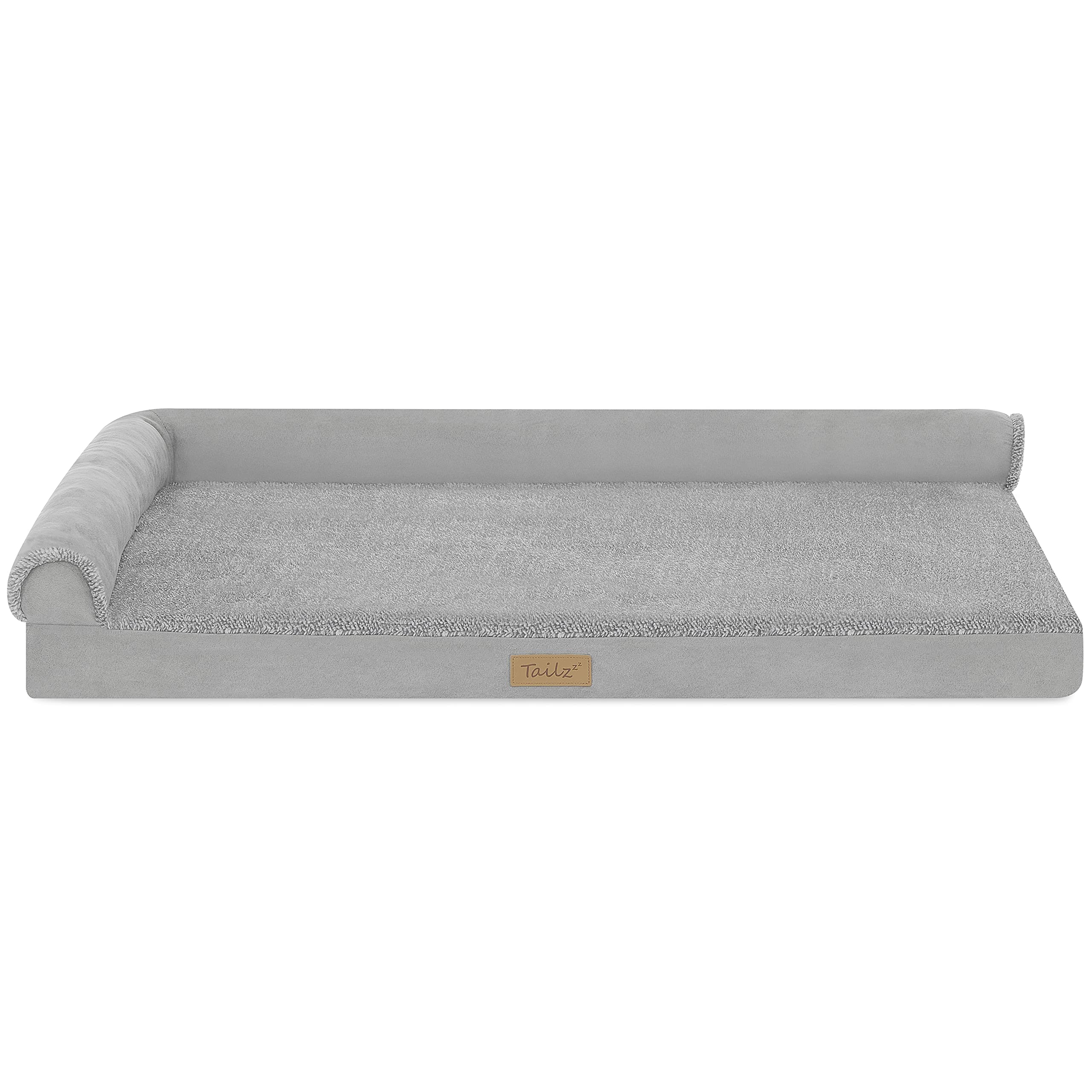 TailZzz Cozy Pet Mattress | Large to Extra Large Pet Mattress | Orthopedic Pet Mattress | L-Shaped Pet Mattress, Grey, Crib