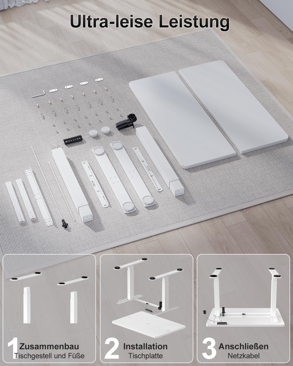 Airfish Höhenverstellbarer Schreibtisch 80x60cm, Kinder Schreibtisch Höhenverstellbar Elektrischer mit Memory-Funktion, Bürotisch Höhenverstellbar für Home Office Steh-Sitz Tisch Standing Desk Weiß