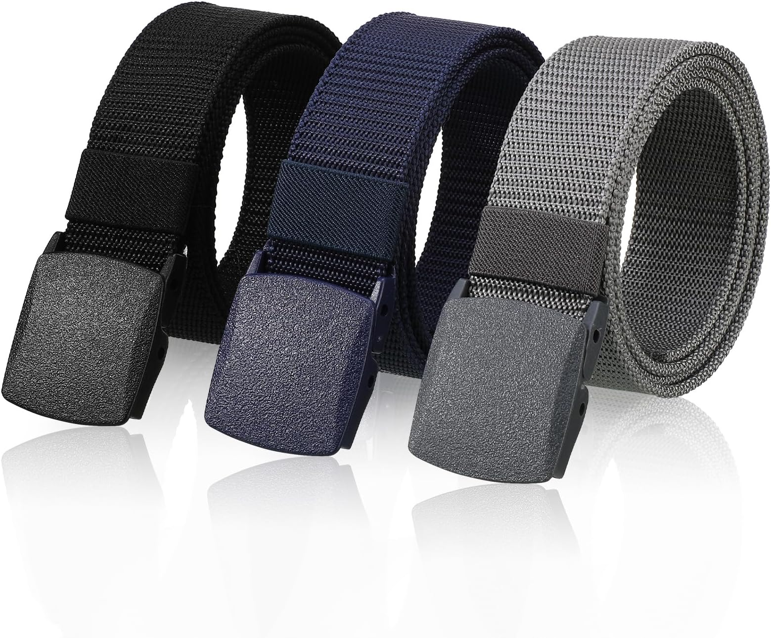 Firtink Men's Canvas Belt, Lightweight Nylon, Metal Free, Plastic Buckle, Airport Security Friendly