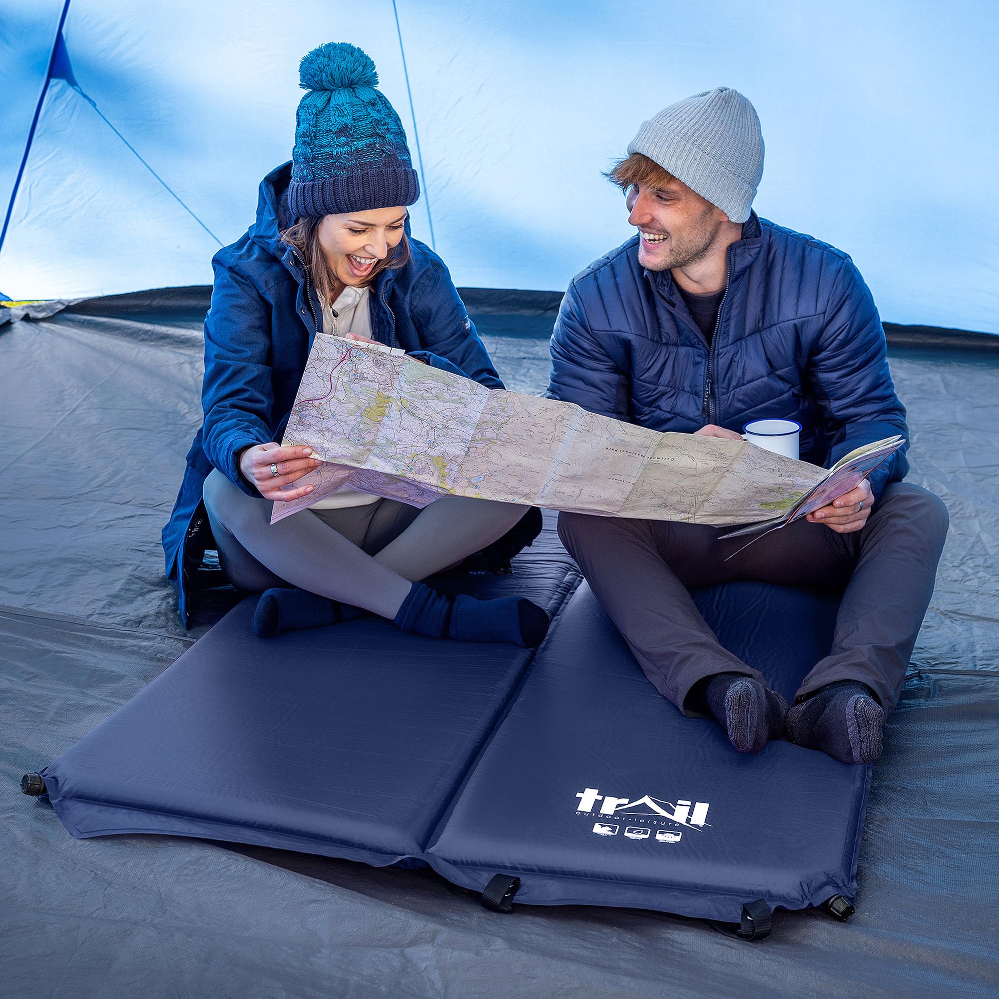 Trail Materassino Gonfiabile da Campeggio Dippio, Materassino Autogonfiante in Memory Foam da 5 cm di Spessore, Materassino da Campeggio Leggero e con Borsa per Il Trasporto