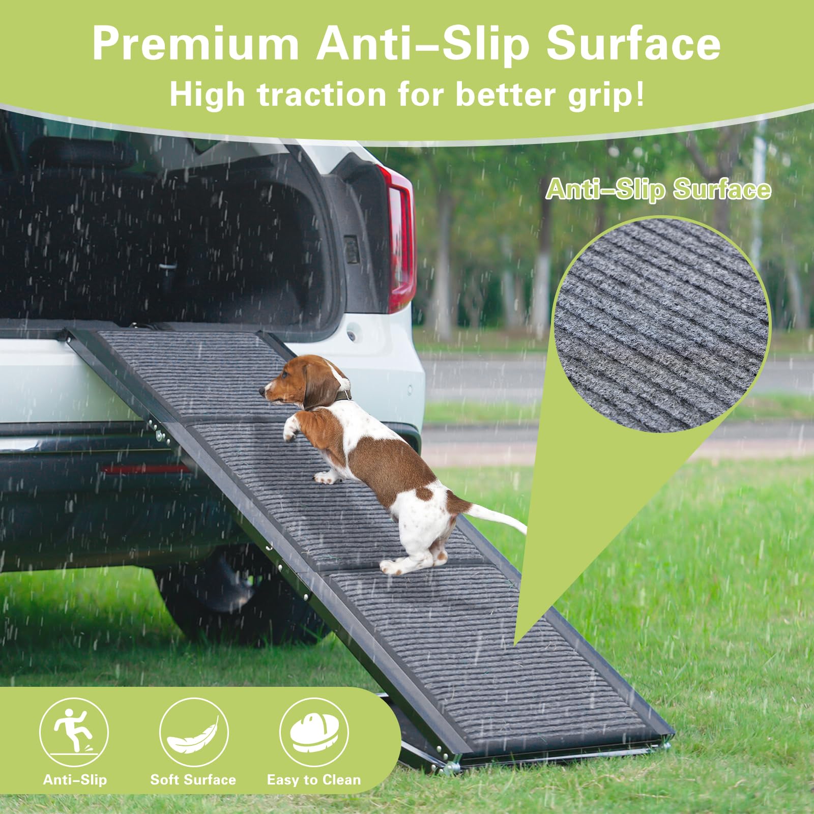 180 cm Extra Lange Hunderampe für Auto klappbar rutschfeste Hunderampen für Autos, LKWs und SUVs 50cm breiter hundetreppe Auto Rampe für Hunde und Haustier bis zu 110 kg