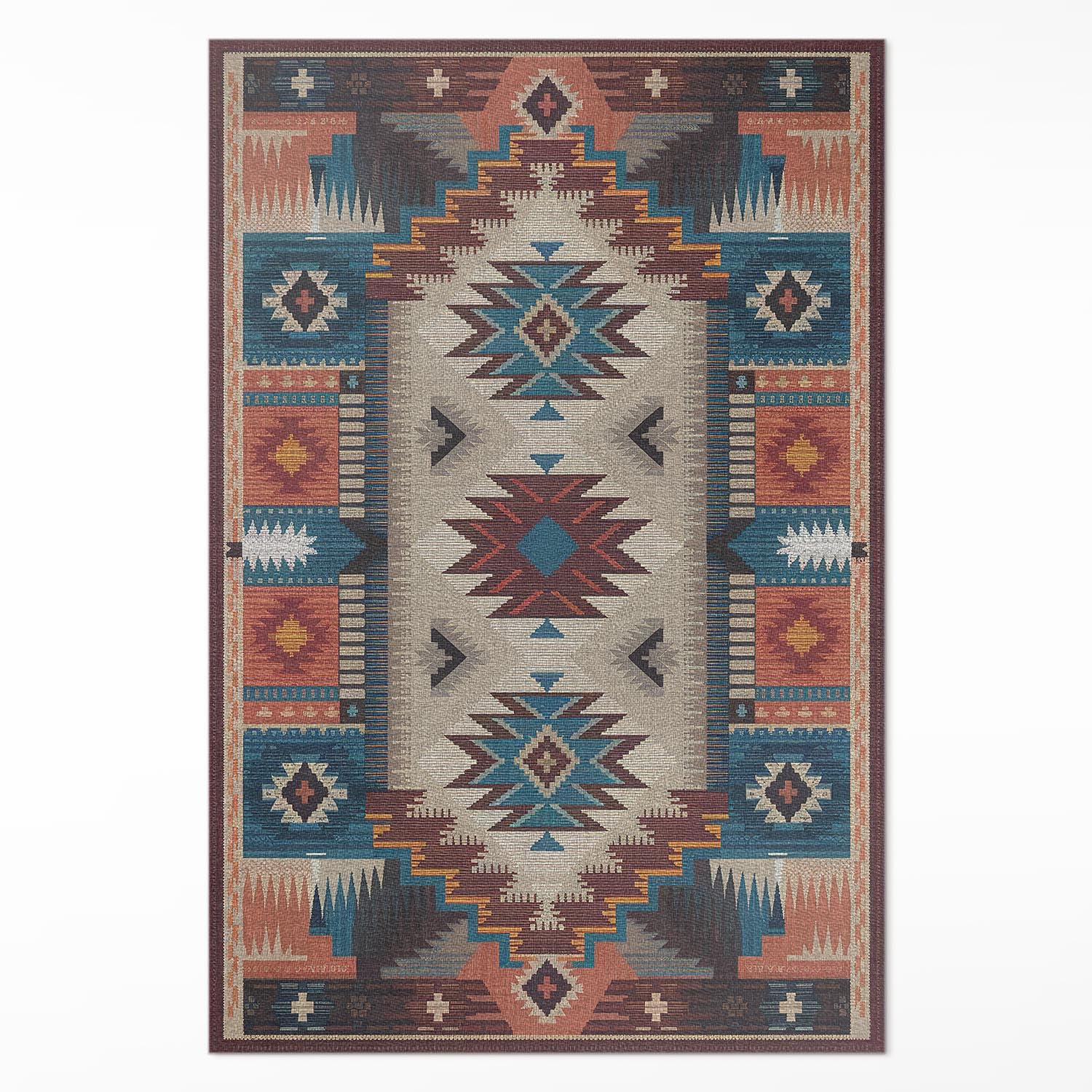 Tapis vinyle aztèque 100x150 lavable pour sol cuisine et salon