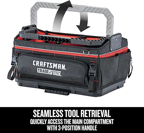 Miniatura 2 de CRAFTSMAN TRADESTACK Bolsa de herramientas del sistema, bolsa de herramientas de boca abierta resistente, parte inferior dura impermeable, mango