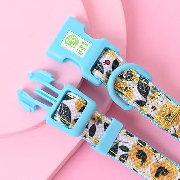 Mile High Life | Girl Dog Collars | Cute Bandana Collar | Soft Poly Cotton Fabric Collars for Small Dogs | Flower & Fruit Pattern(Bindweed, Collar & Bandana-XS)