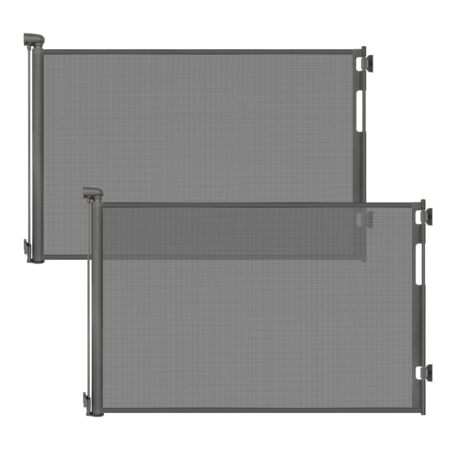 Photo 1 of (2 Pack) Retractable Baby Gate for Stairs and Doorways, 55" Wide x 33" Tall Mesh Dog Gate for Indoor & Outdoor Use, Safety Gate for Babies and Pets, Child Gates for Hallways, Hardware Mounted, Gray