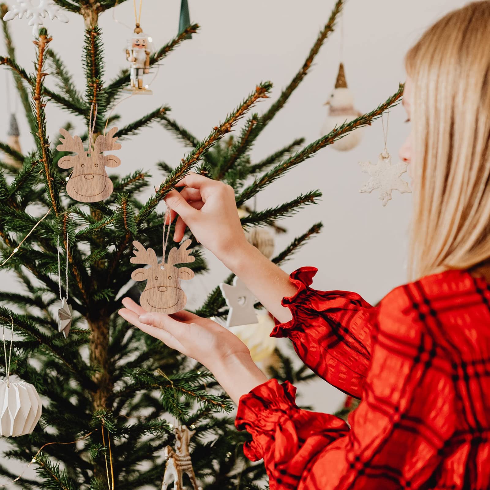 YARNOW 20pezzi Pendenti Forma Di Cervo in Legno Fai Da Te Decorazioni Per Albero Di Natale Articoli Per Feste e Progetti Artigianali