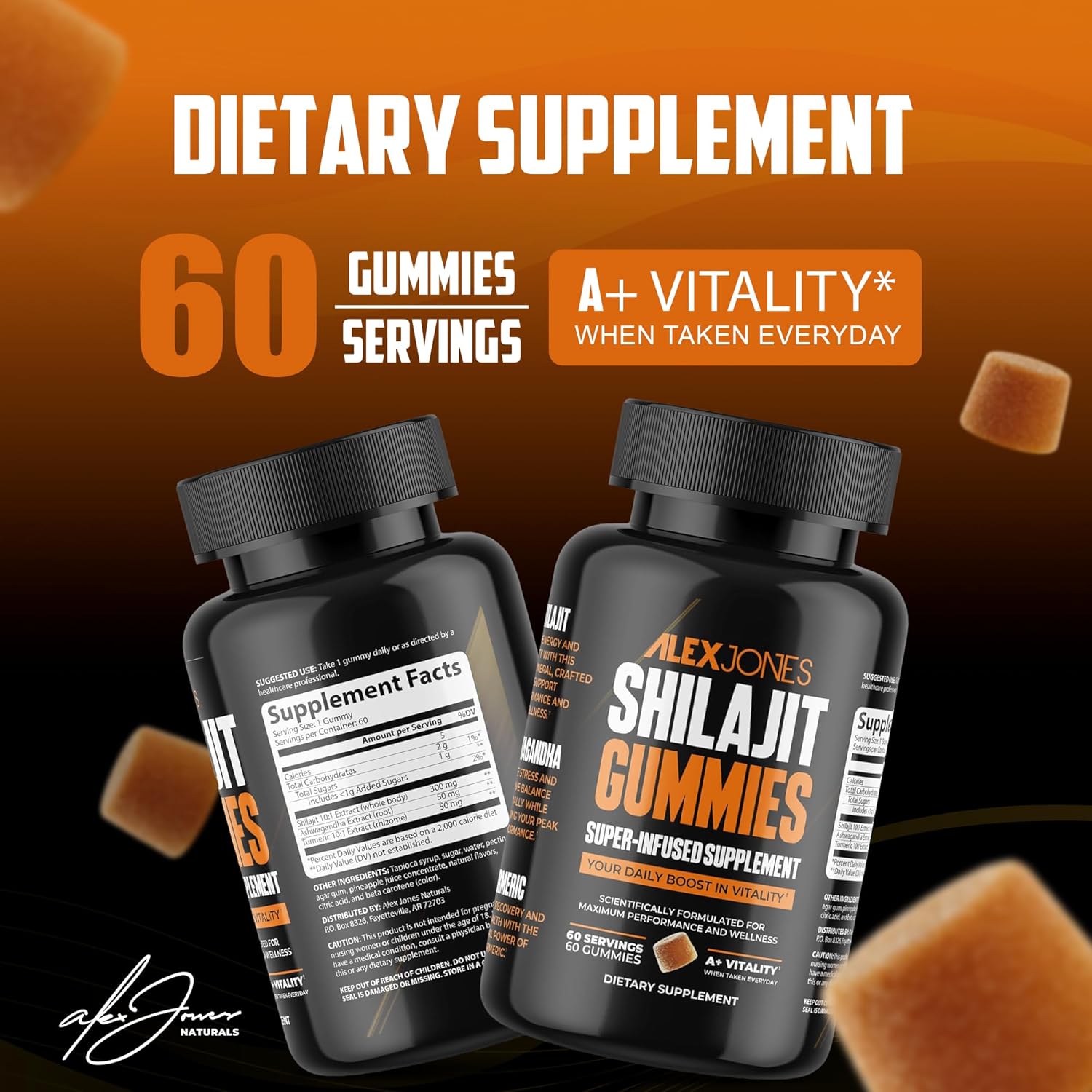 Shilajit Gummies – Men’s Daily Energy & Stamina Booster – Sharper Focus & Strength w/Ashwagandha for Men – Cellular Energy & Performance Supplement – 60 Count - Image 2