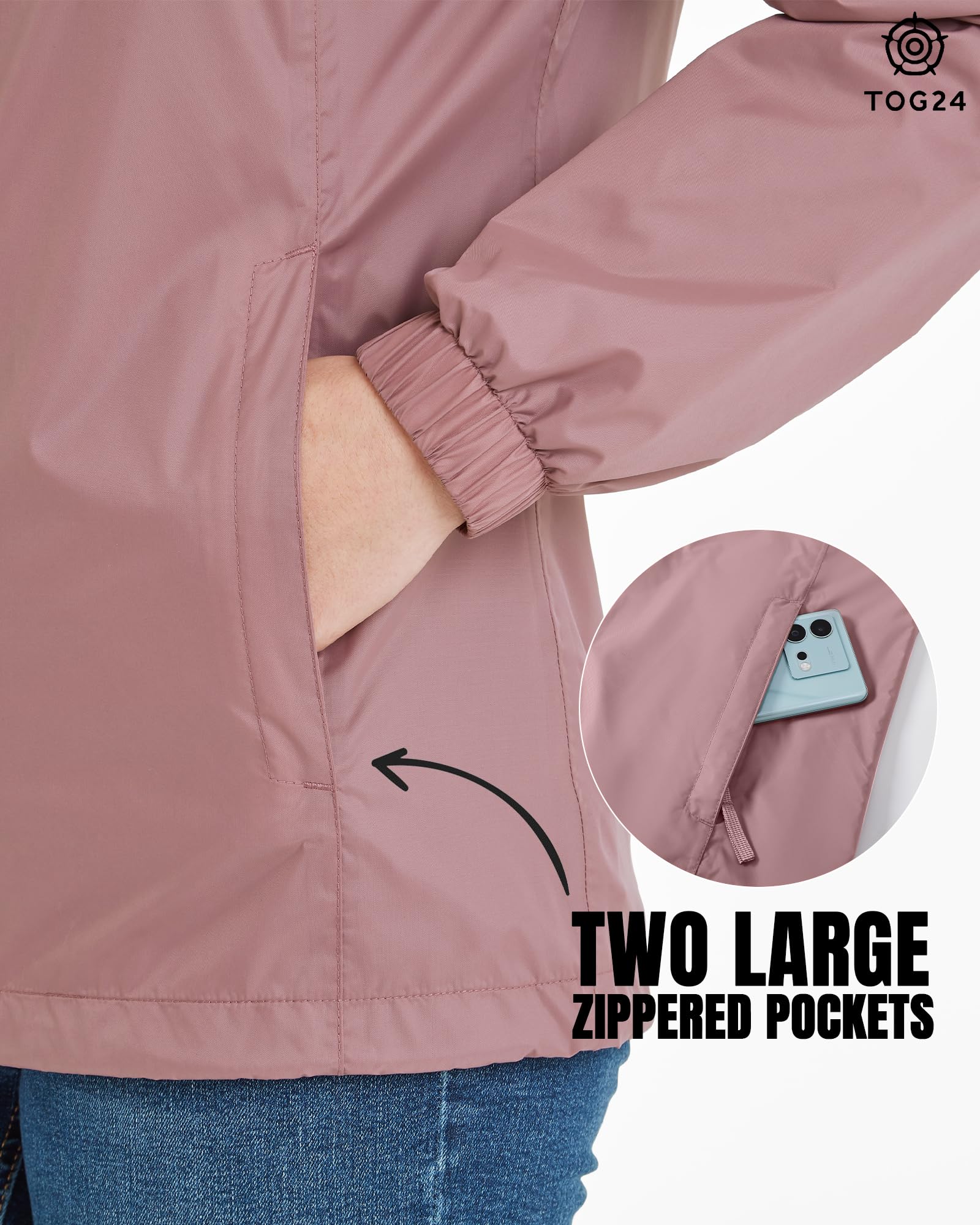 TOG24 Craven Damen Regenjacke Leicht Wasserdichte Outdoorjacke Atmungsaktive Windbreaker Faltbar Übergangsjacke Fahrradjacke mit Kapuze für Frauen