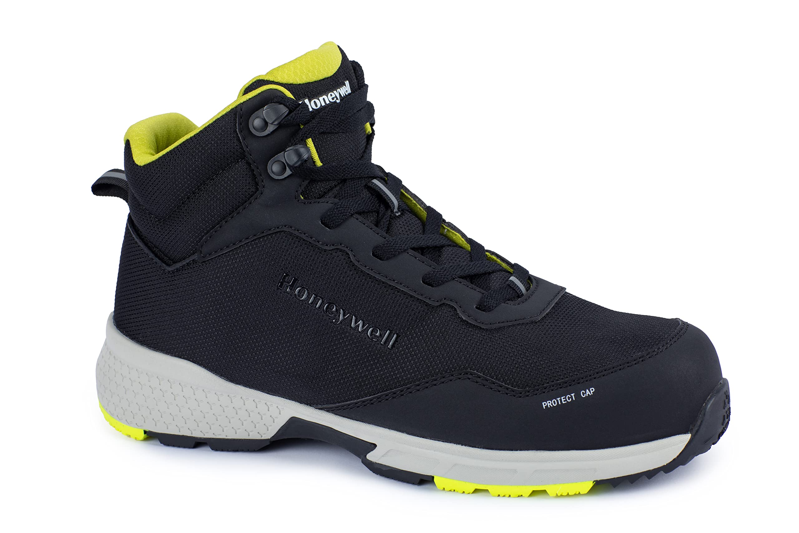 Honeywell Agile Runner S1P Industrial Safety Shoes for Men & Women, Low-Cut Style, 3D Mesh Lining, Rubber Outsole, Wear-Off Indicators, Yellow, Size 12 UK, 6250128-47