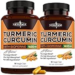 NEW AGE Turmeric Curcumin Capsules - Standardized Curcuminoids - Non-GMO, Gluten Free 180 Count (Pack of 2)