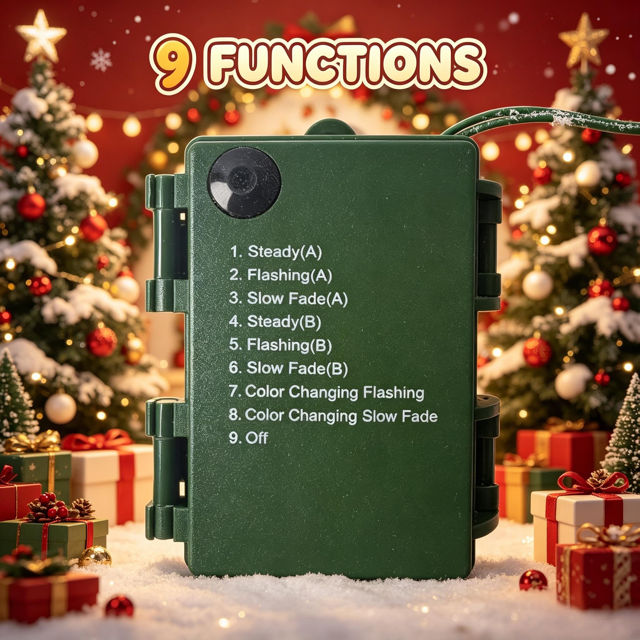 HipTree Lot de 2 mini sapins de Noël floqués, 40,6 cm et 61 cm pré-éclairés avec 8 modes de lumières LED et base en bois, fonctionne à piles pour décoration de vacances d'hiver