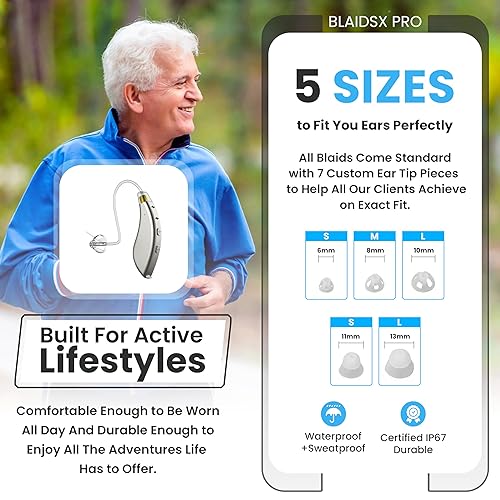 Miniatura 8 de Audífonos programables X Pro para adultos con aplicación móvil, prueba de audición y cancelación de ruido, audífonos para personas mayores con
