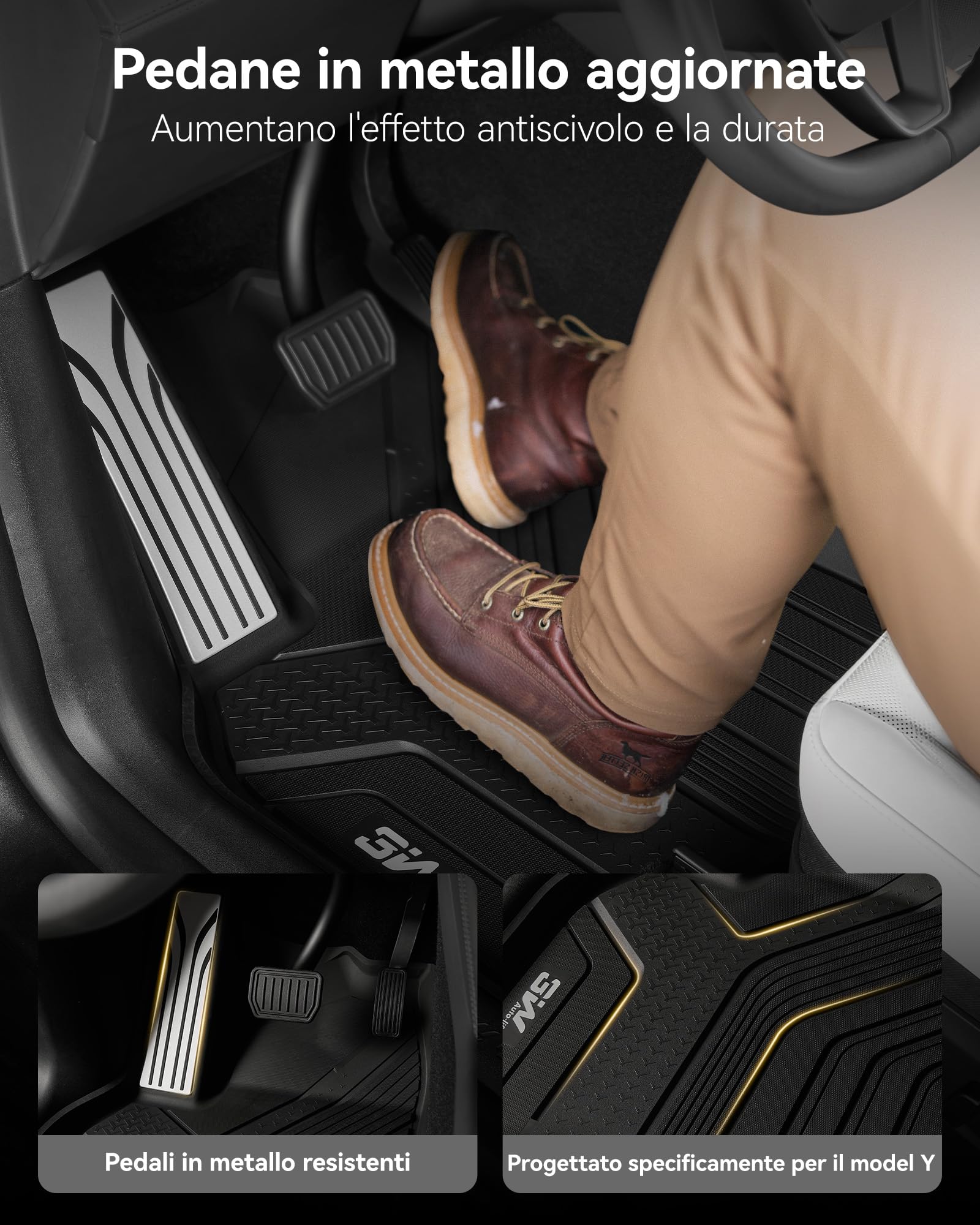 3W Tappetini per Tesla Model Y 2025-2026 Juniper, Set 1ª e 2ª Fila in Thorex™ per Premium/Performance, compatibile con Standard, 3D su Misura, Impermeabili e Lavabili