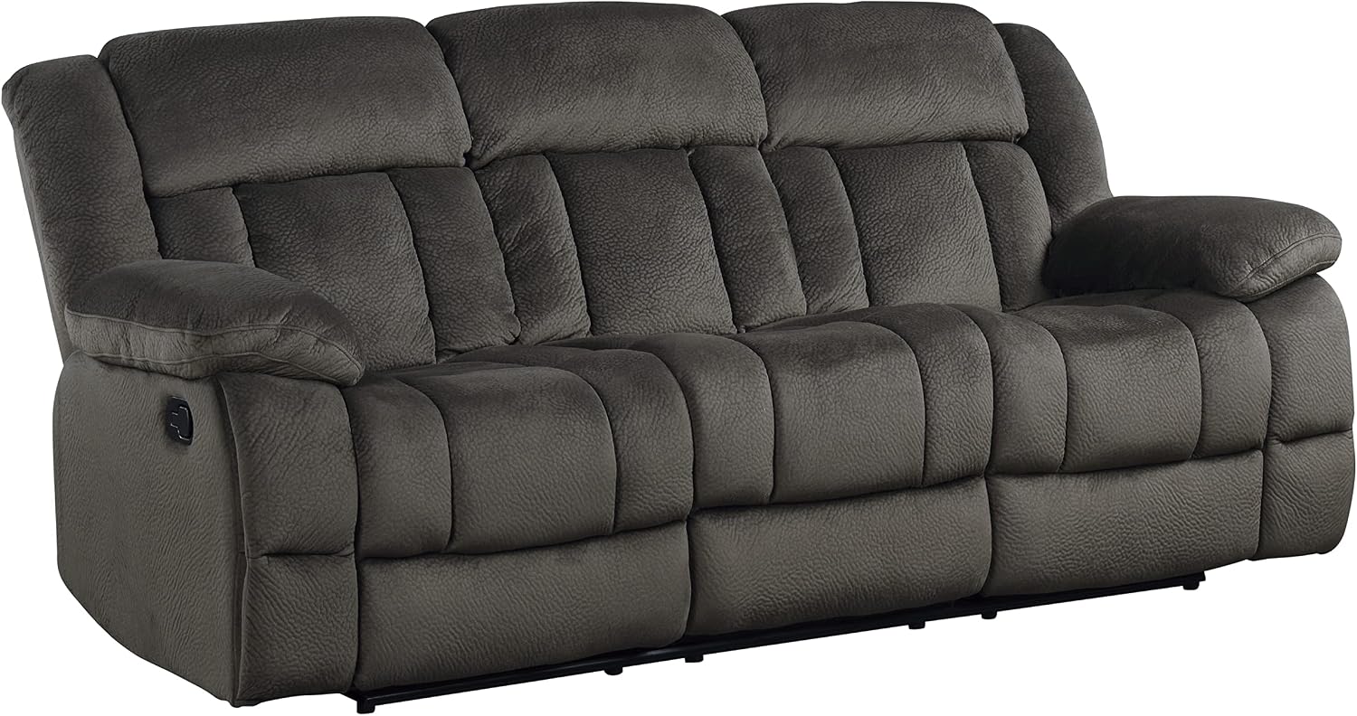 Homelegance Laurelton 90" Microfiber Double Reclining Sofa, Chocolate Brown