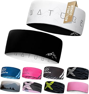 Atmungsaktives Sport Stirnband Damen & Herren – schnelltrocknendes Kopfband zum Wenden – leichtes & elastisches Haarband, winddichtes Schweißband Stirn