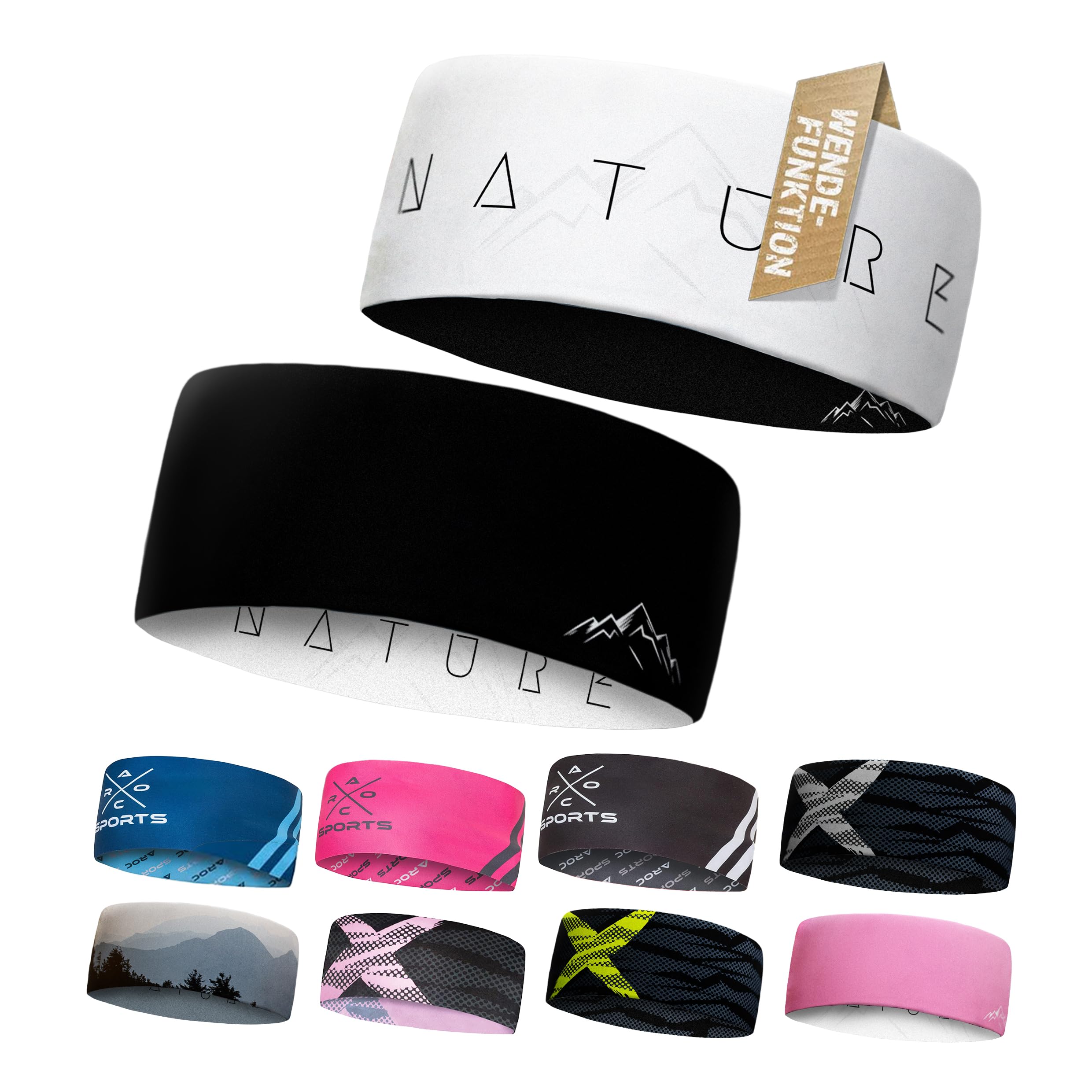 A R O C SPORTS Reversible Lightweight Elastic Quick Dry Headband for Athletes, Outdoor Enthusiasts - Running, Hiking, Hiking, Cycling, Ski - Black-picture-22