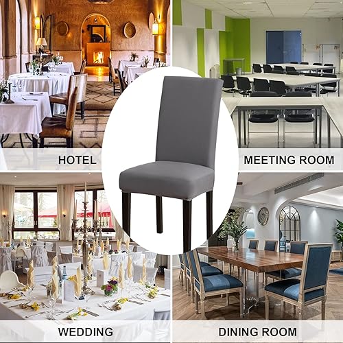 Miniatura 6 de Juego de 6 fundas para sillas, fundas elásticas para sillas de comedor, fundas para sillas de comedor para comedor, fundas para sillas de comedor