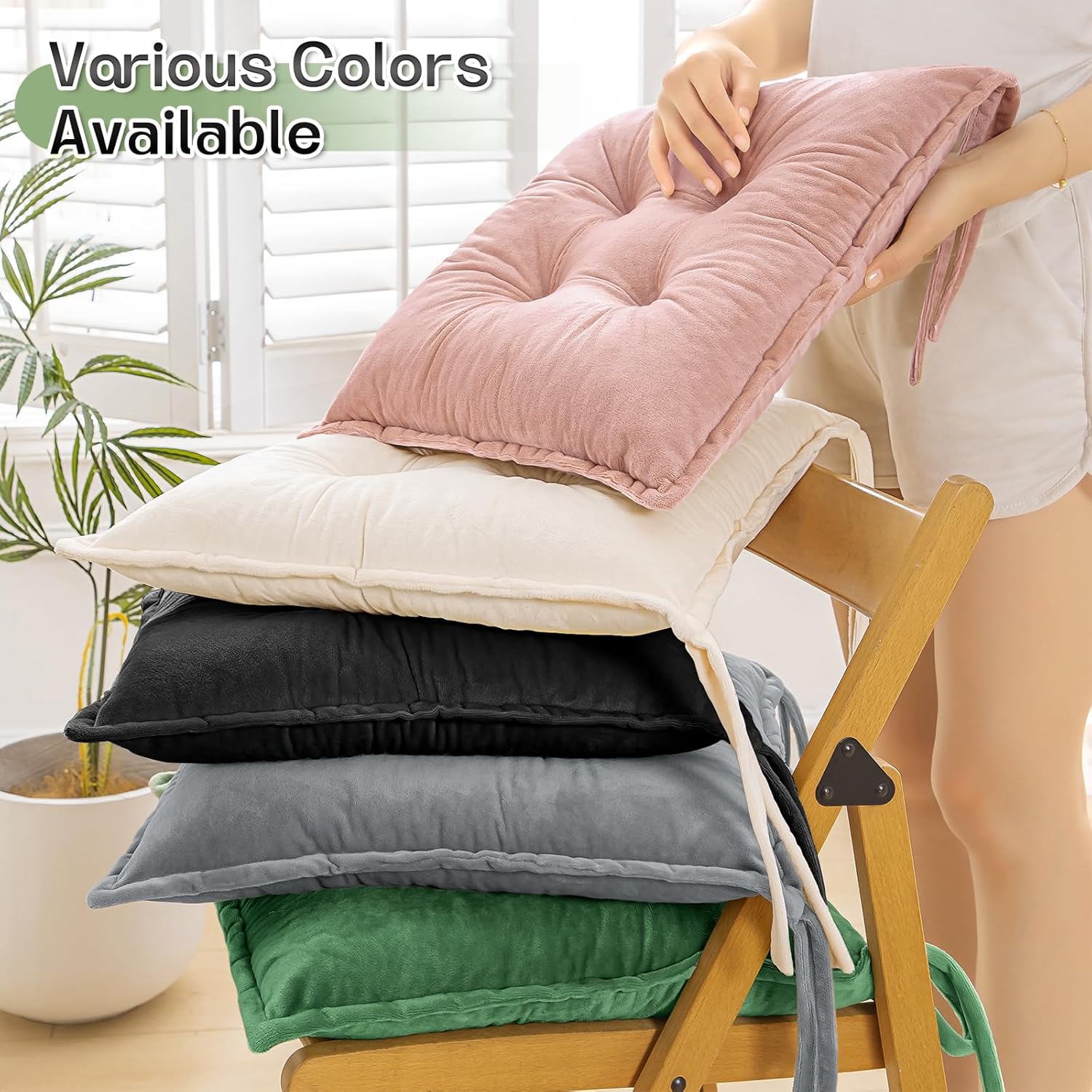 1 MIDDLE ONE Chair Pads Cushions for Dining Chairs, Square Seat Cushion with Ties for Kitchen Adults Sitting and Office Desk Chair (Black, 17.7x17.7 Inch (Set of 2))