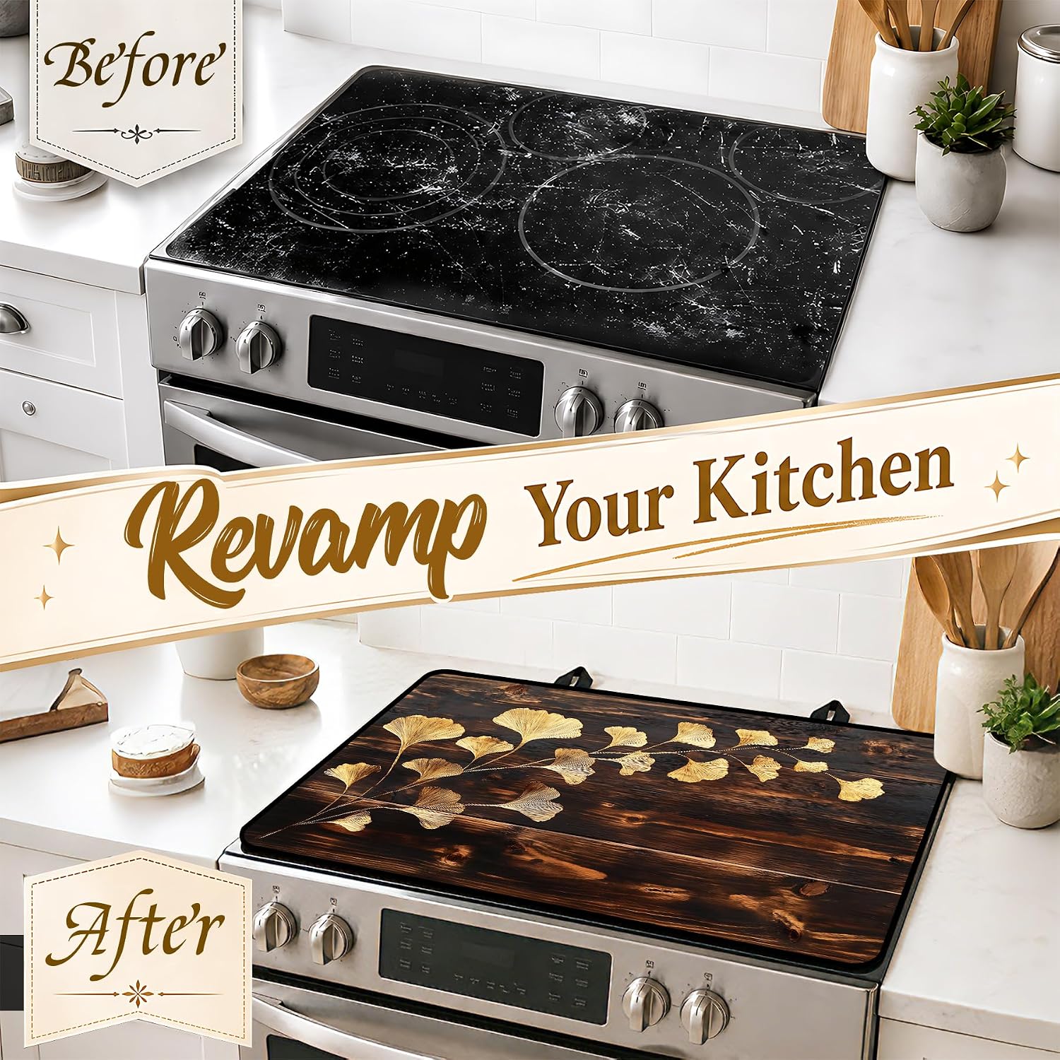 Stove Top Cover for Electric Stove 28" x 20", Heat Resistant Cooktop Cover with Anti-Slip Backing, Scratch Resistant Multi-Purpose Stove Cover, Expands Kitchen Countertop Space