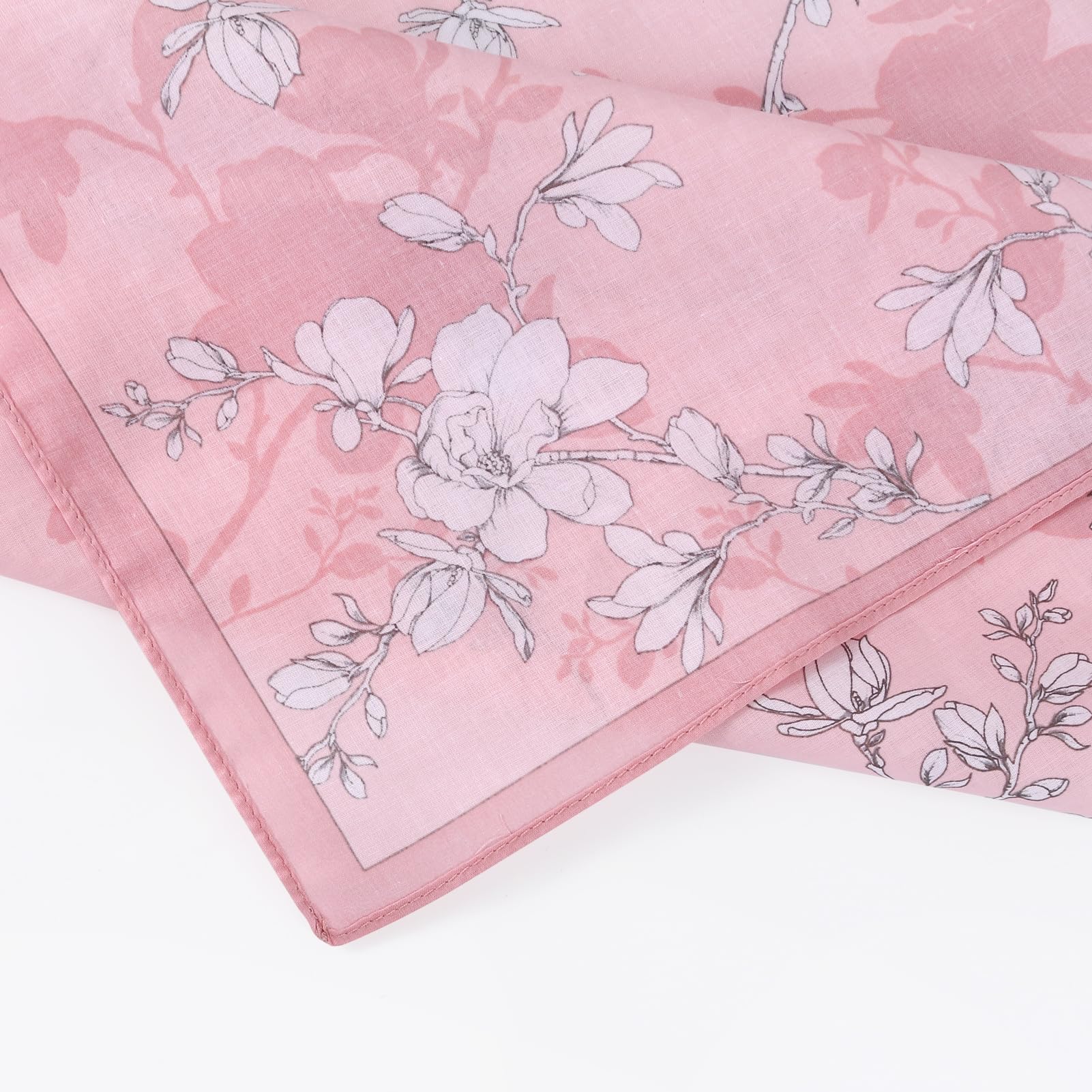 HOULIFE Mouchoir Tissu - Mouchoirs en Tissu Femme, Grands Mouchoirs Tissus en Pur Coton Peigné Motif Fleur Doux pour Mariage Usage Quotidien, Lot de 6/12 Pièces, 45x45cm, Fleur 1