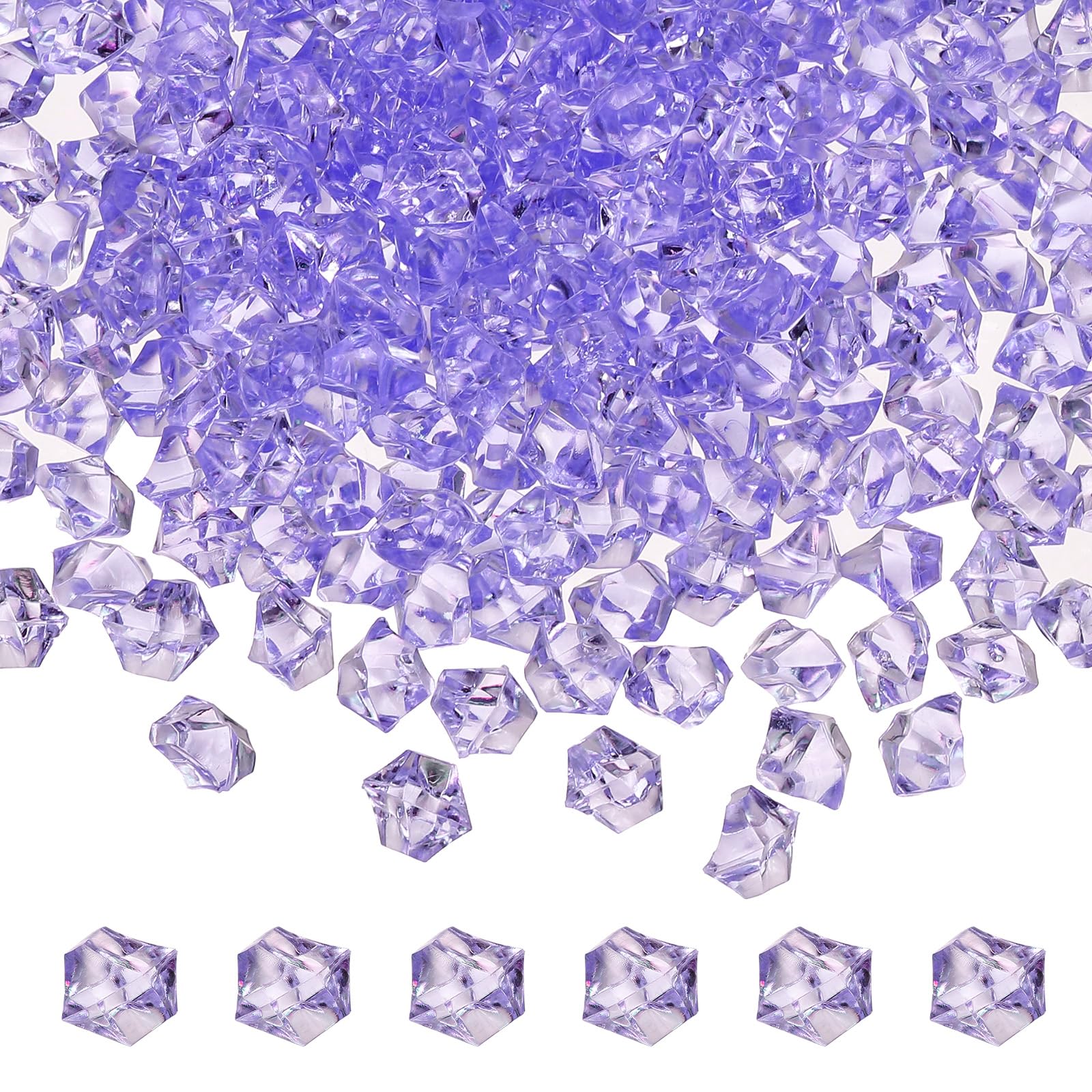 M METERXITY 2500-Pack Fake Ice Rocks, 6x9mm Fake Crushed Ice Acrylic Gems Diamonds for Vase Fillers/Fish Tank/DIY Crafts [Purple]