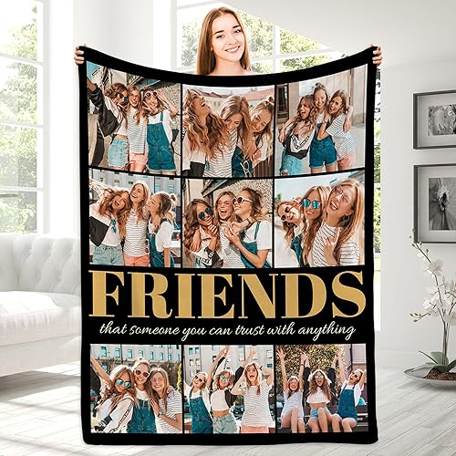 Miniatura 8 de Magimagine Manta personalizada con texto de fotos, manta personalizada para novio, novia, amigo, papá, mamá, abuelo, abuela, manta personalizada de