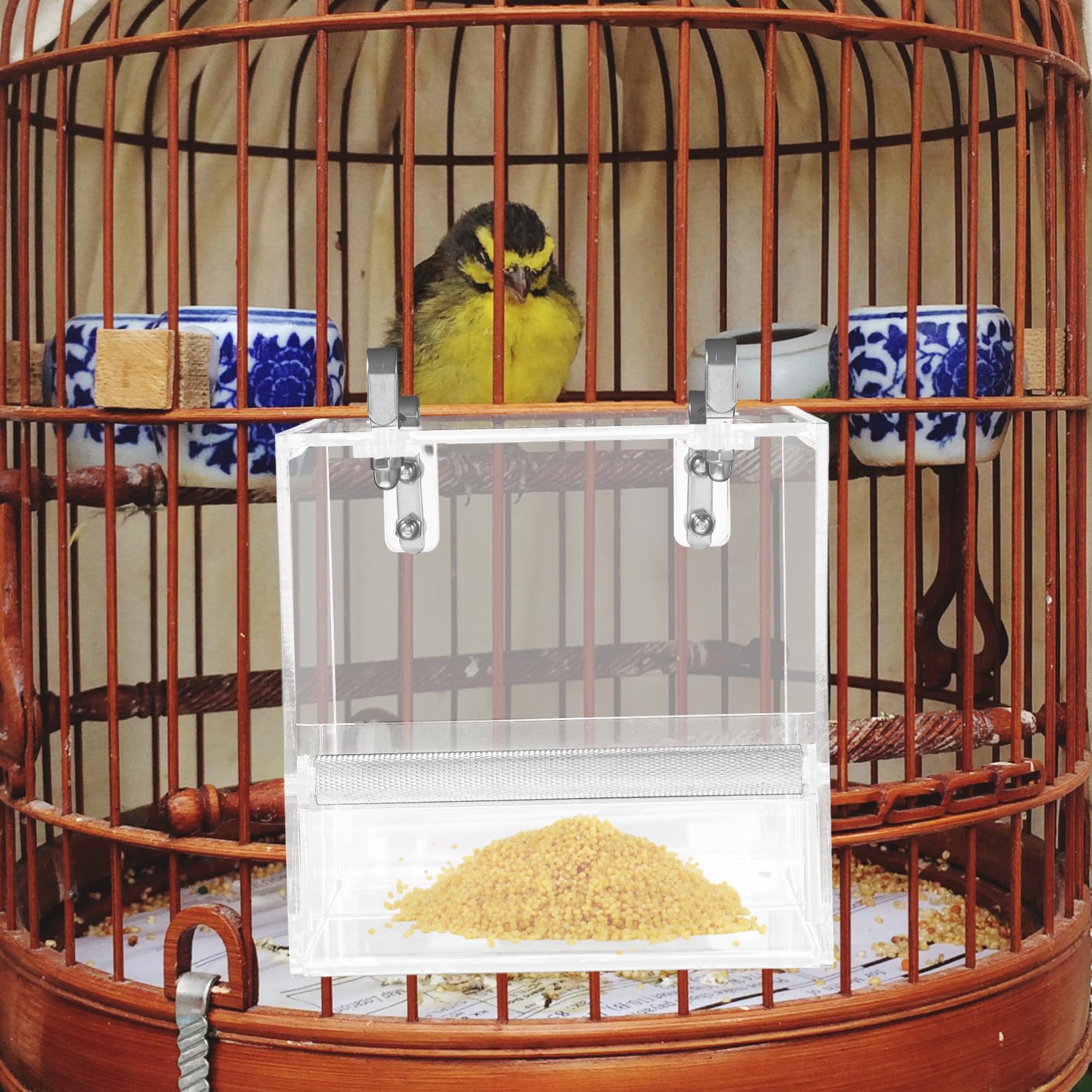 Mangeoire à Oiseaux Automatique pour Perroquet, Plastique, Bol | Design Suspendu, Installation Facile, Usage Maison et Cage, Adapté aux Petits Oiseaux