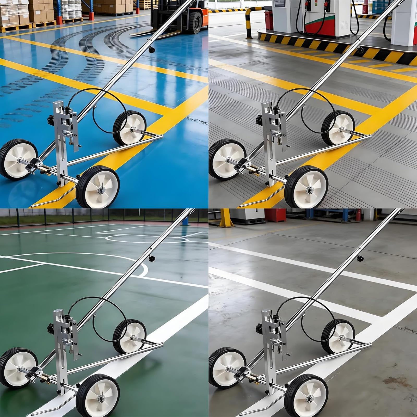 Máquina De Marcado De Líneas De Rayado, Marcadora De Líneas Con Pintura En Frío Manual, Máquina Marcadora De Líneas Con Ruedas Y Boquilla Para Marcado Rápido De Estacionamientos En Espacios Reducidos