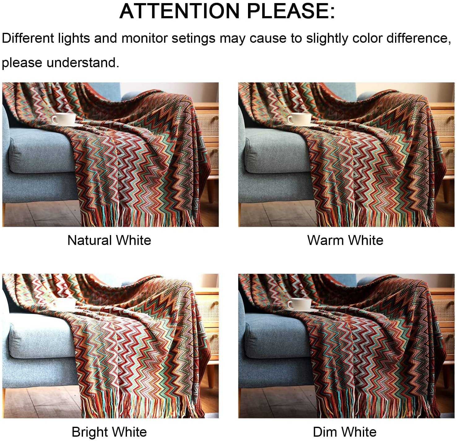 VANJOROY Copriletto Grande Stile Boemia con Nappe Caldo Morbido Accogliente Decorativo per Sedia Copriletto Lavorato a Maglia per Divani Divano Letto e Mobili (130 x 230cm, Rosso)