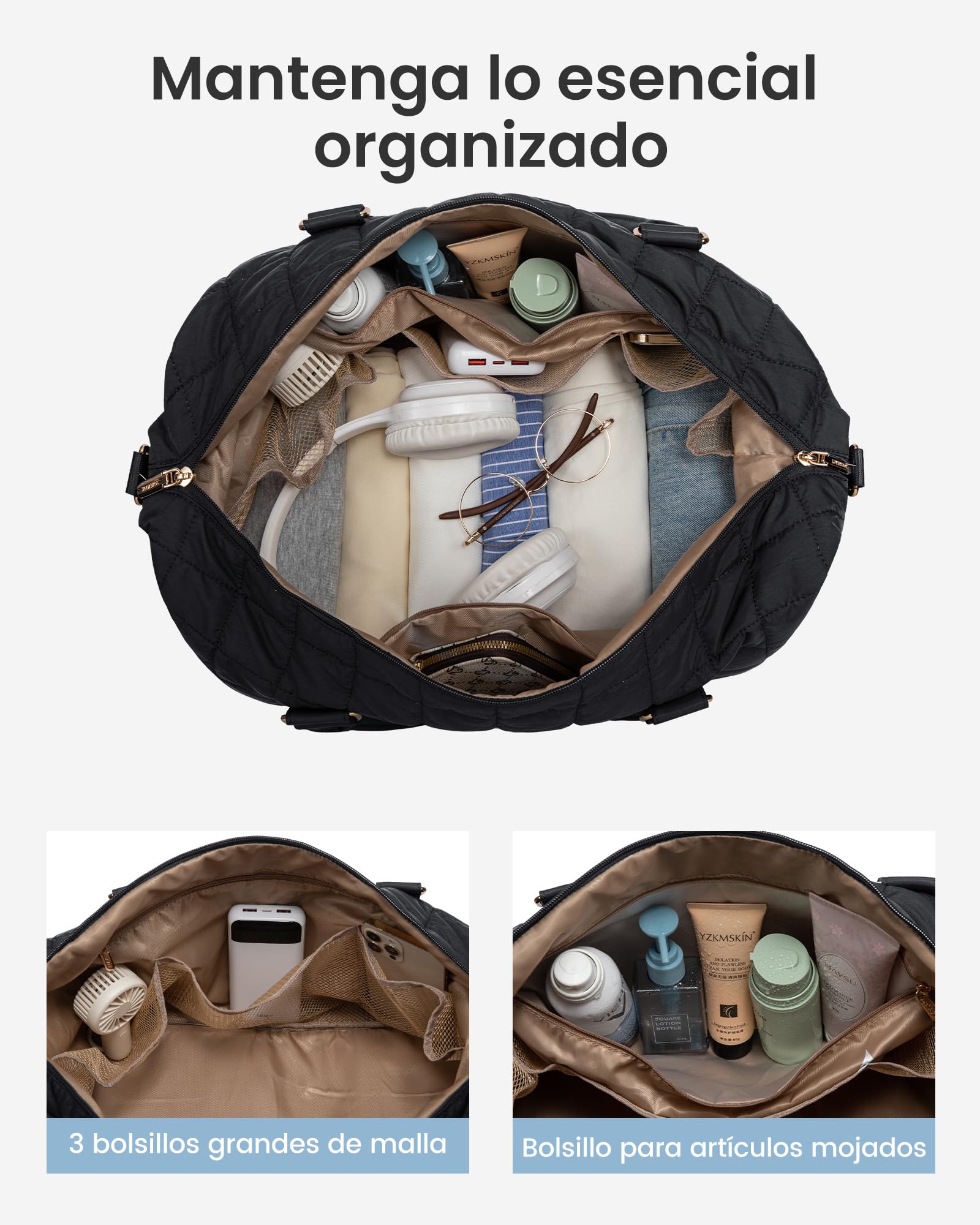 LOVEVOOK Grande Bolsa de Viaje Mujer con Compartimento para Zapatos, Bolso Viaje Maternidad Hospital, Bolsa Fin de Semana Mujer Bolsas Gimnasio Deporte Travel Gym Bag