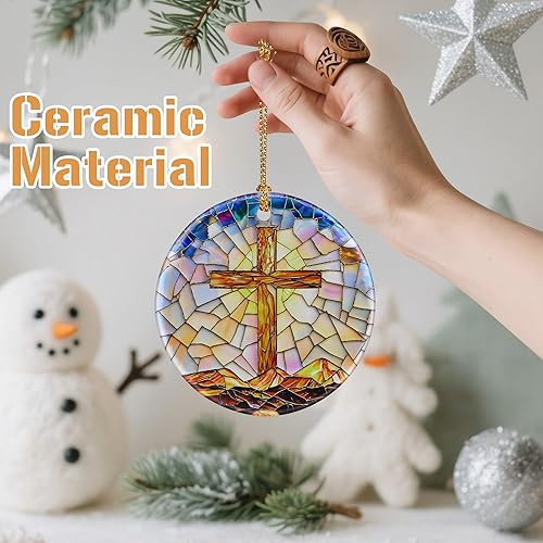Miniatura 2 de Adorno de Cruz Católica, Adornos de Navidad Cristianos, Adornos de Árbol de Navidad, Decoración Religiosa de Vacaciones | Regalos para Cristianos,
