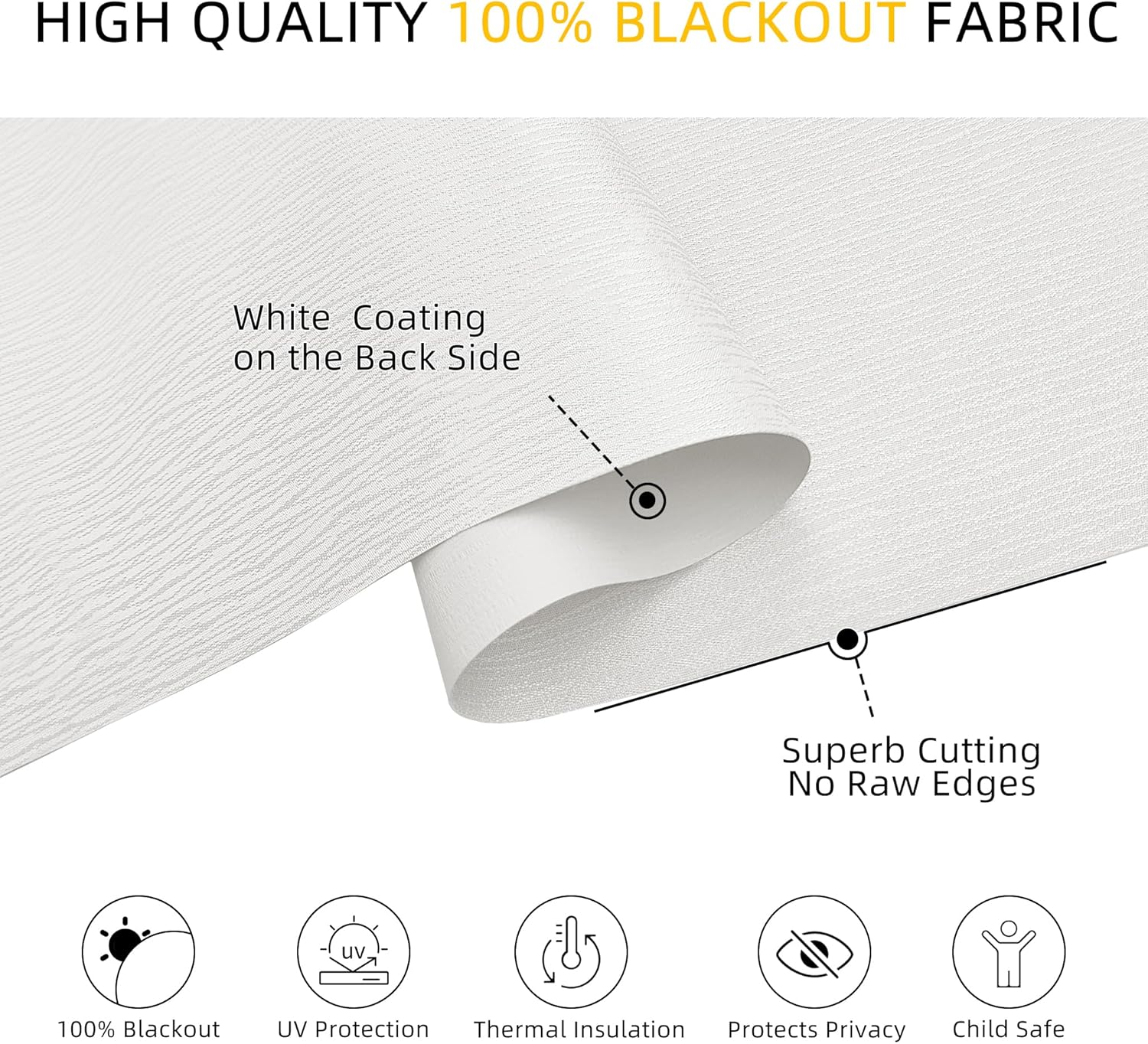 ChrisDowa Blackout Roller Shades for Windows, Striped Pattern Cordless Pull Down Door Blinds with Privacy, Thermal Insulated Window Shades for Living Room, Home and Office. White, 20" W x 72" H - Image 4