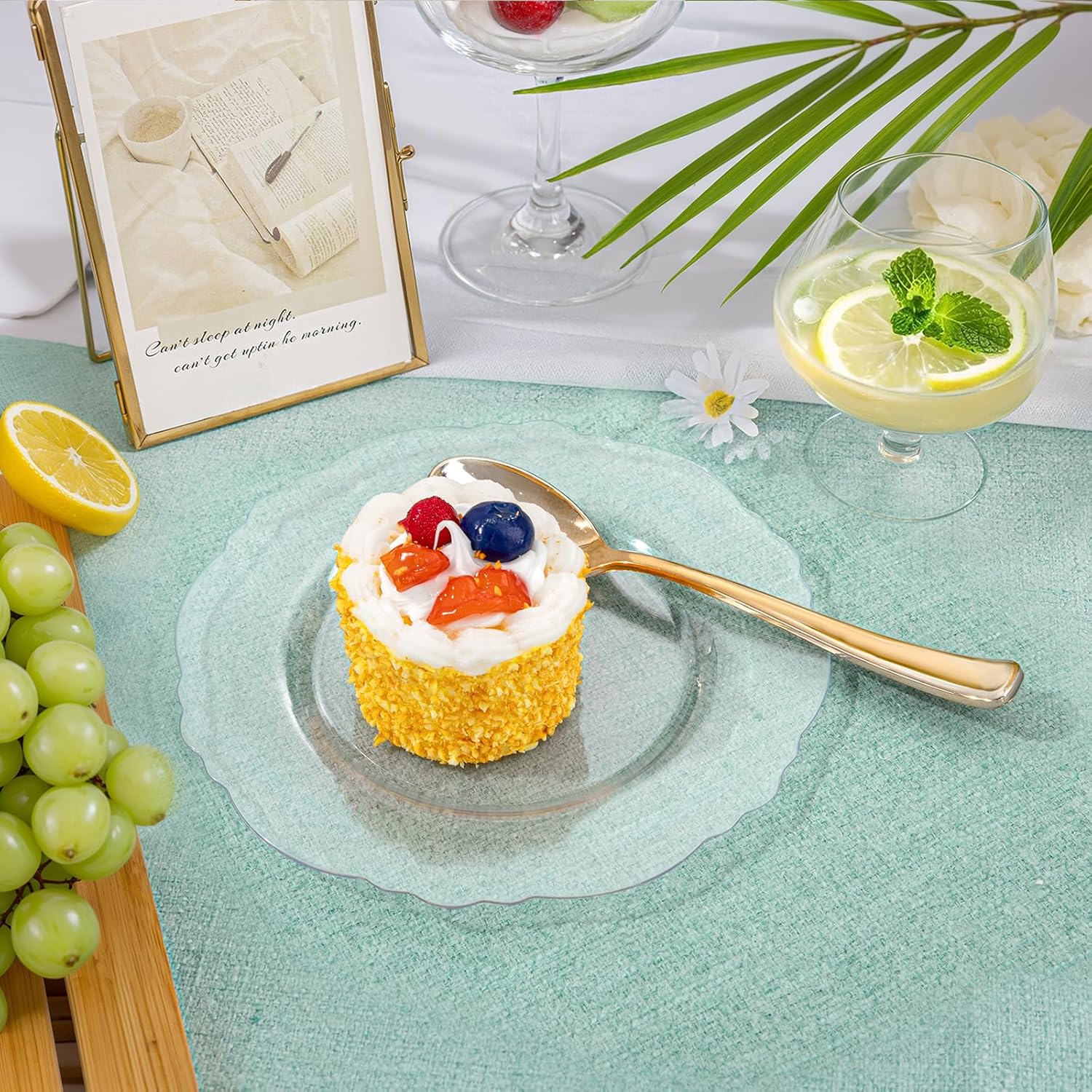 WDF 60pcs Clear Plastic Dessert Plates Disposable -7.5inch Small Disposable Clear Cake/Appetizer/Dessert Plastic Plates for Wedding, Party - Image 2