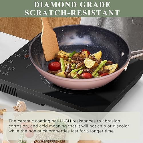 Miniatura 4 de Nuwave Healthy Duralon - Juego de utensilios de cocina con revestimiento antiadherente de cerámica azul, resistente a los arañazos, sin PTFE y PFOA,