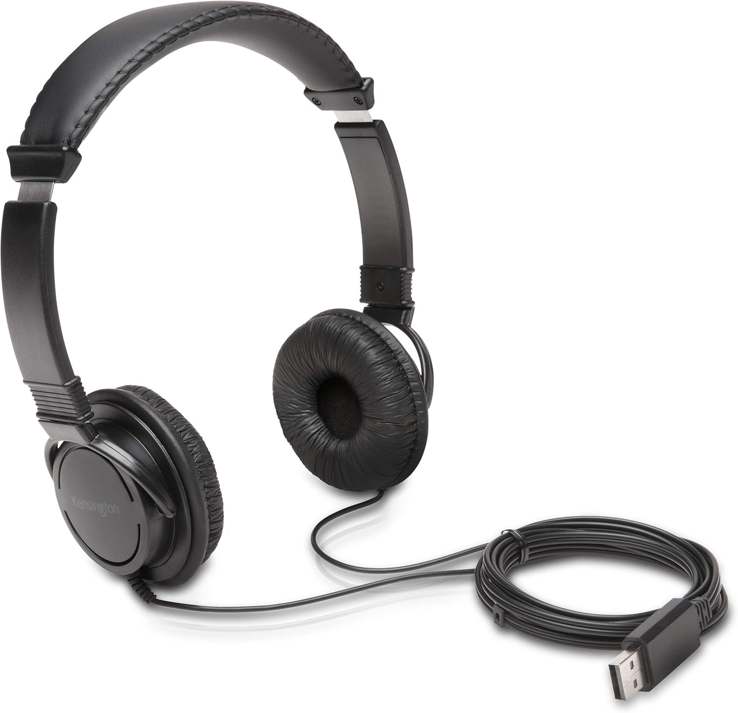 Kensington USB-A Hi-Fi Headphones, On-Ear Headset, 6ft Cord, for Kids, for Adults, for School, Padded Adjustable Headband (K97600WW), Black