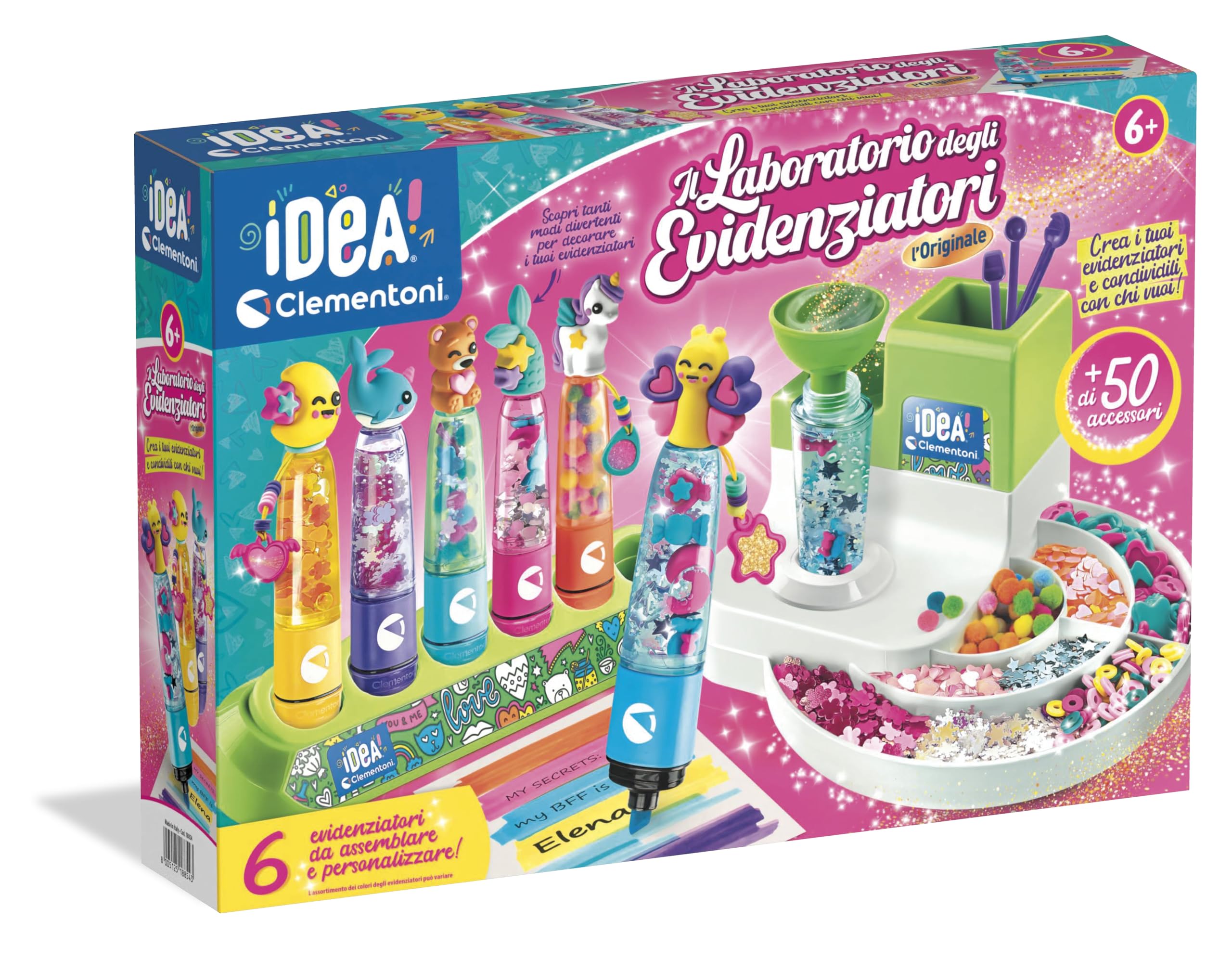 Clementoni Laboratorio Evidenziatori Personalizzati Kit Creativo Bambini 6+ Anni 50+ Accessori 6 Evidenziatori Made in Italy