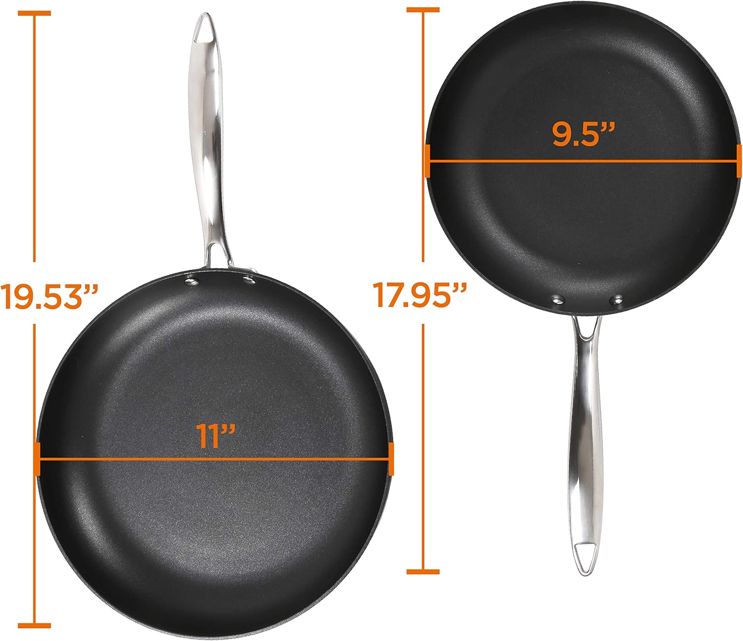 Othello CH-GAP2 2-Piece Induction Non-Stick Fry Pan Cookware Set, Black Without Silicon Handle