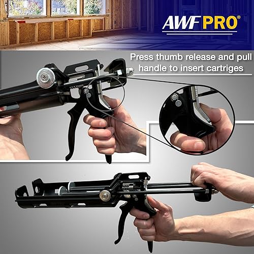Miniatura 4 de AWF PRO - Pistola epoxi de doble cartucho con agarre de vinilo. 600 mL  22 onzas, relación de empuje 251, acepta cartuchos de mezcla de doble