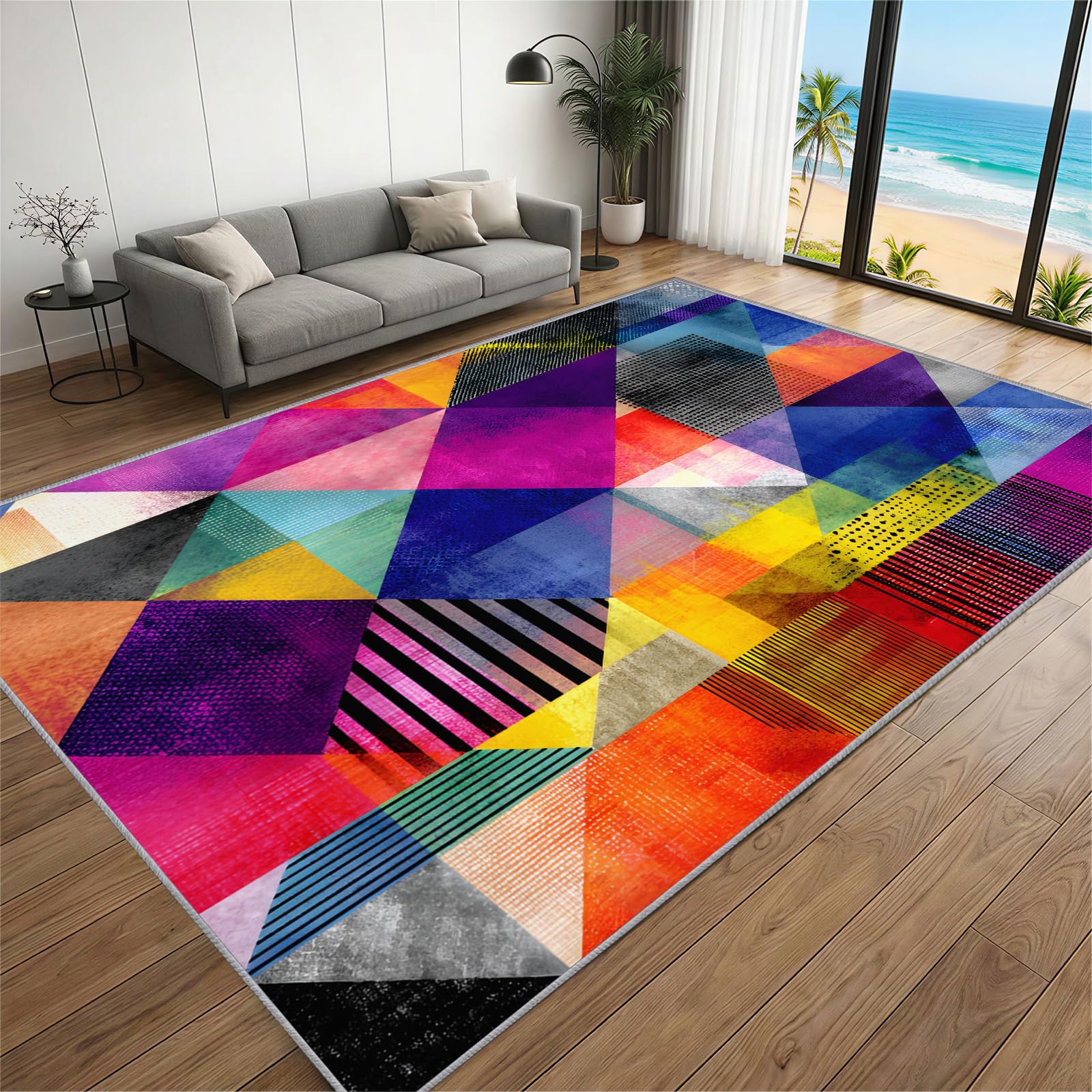 BEQUTIY Art Style Carpet 60 x 90 cm, Modern Splicing Area Rugs, Art Aesthetic Rug Low Pile Non-Shedding, Machine Washable Rugs Non Slip, Kitchen Bedroom Living Room — image 1
