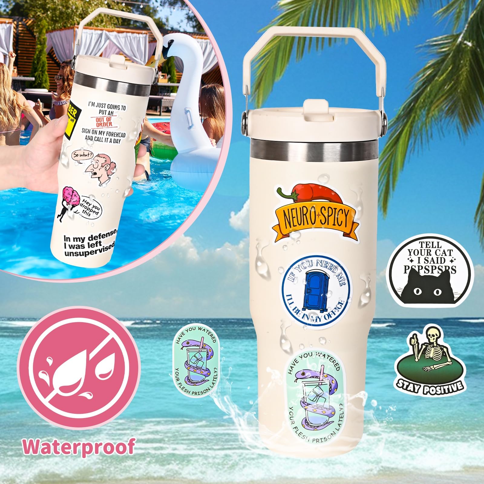 200 Pcs Funny Stickers For (Dirty) Meme Water Bottles Sticker Pack