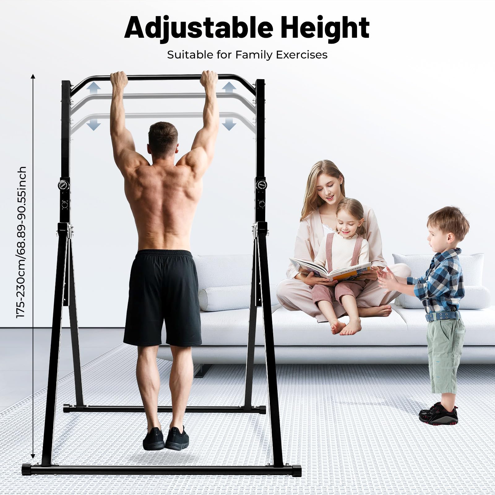 Klappbare Power Tower Klimmzugstange Freistehende Klimmzugstange Höhenverstellbare Kraftstation für zu Hause Multifunktionales Fitnessgerät Tragkraft 200 kg für Klimmzüge Armbeugen