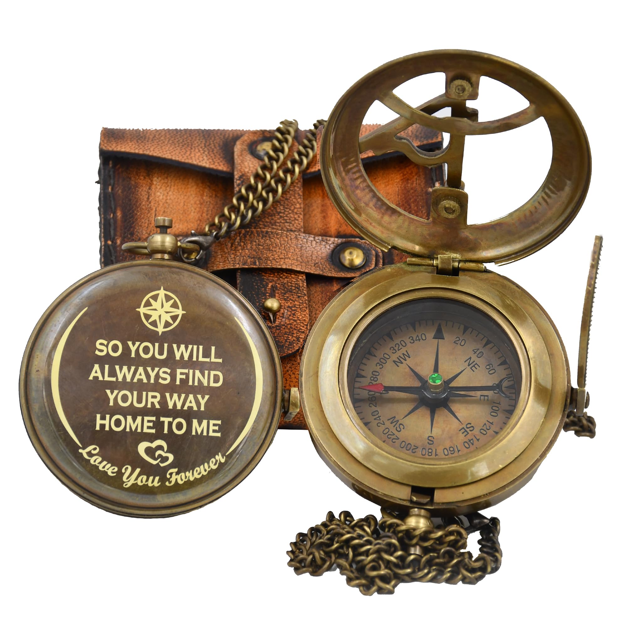 So You Will Always Find Your Way Home to Me Love You Forever Cadran solaire boussole personnalisé Cadeau de luxe – Cadran solaire Boussole d'anniversaire – Boussole en laiton personnalisé pour homme