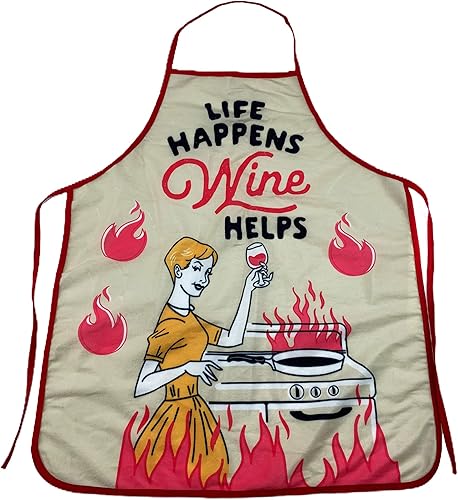 Life Happens Wine Help Funny Cooking Beber Wine Lover Accesorios de cocina, Multi