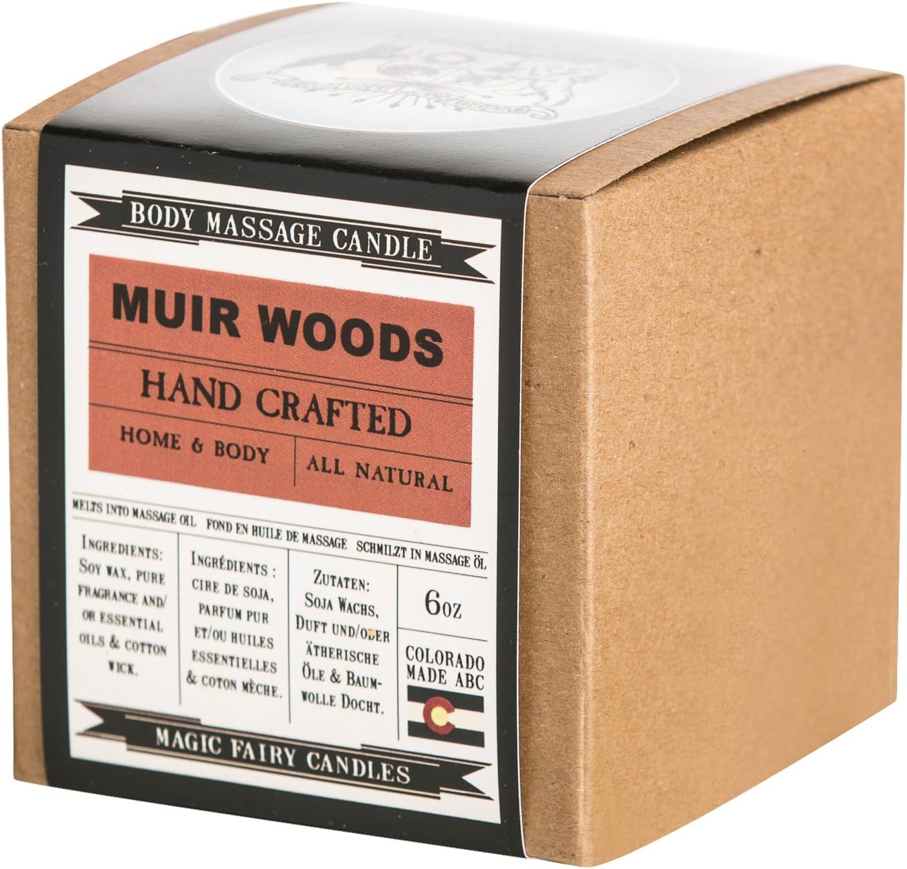 Magic Fairy Candles Muir Woods Cedar Blend Soy Body Massage Candle all Natural Hand Crafted, 6oz